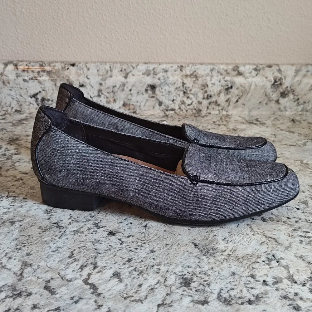 Clarks Artisan Keesha Luca Loafers Womens 8 Black‎ Fabric Textured Slip On Shoes